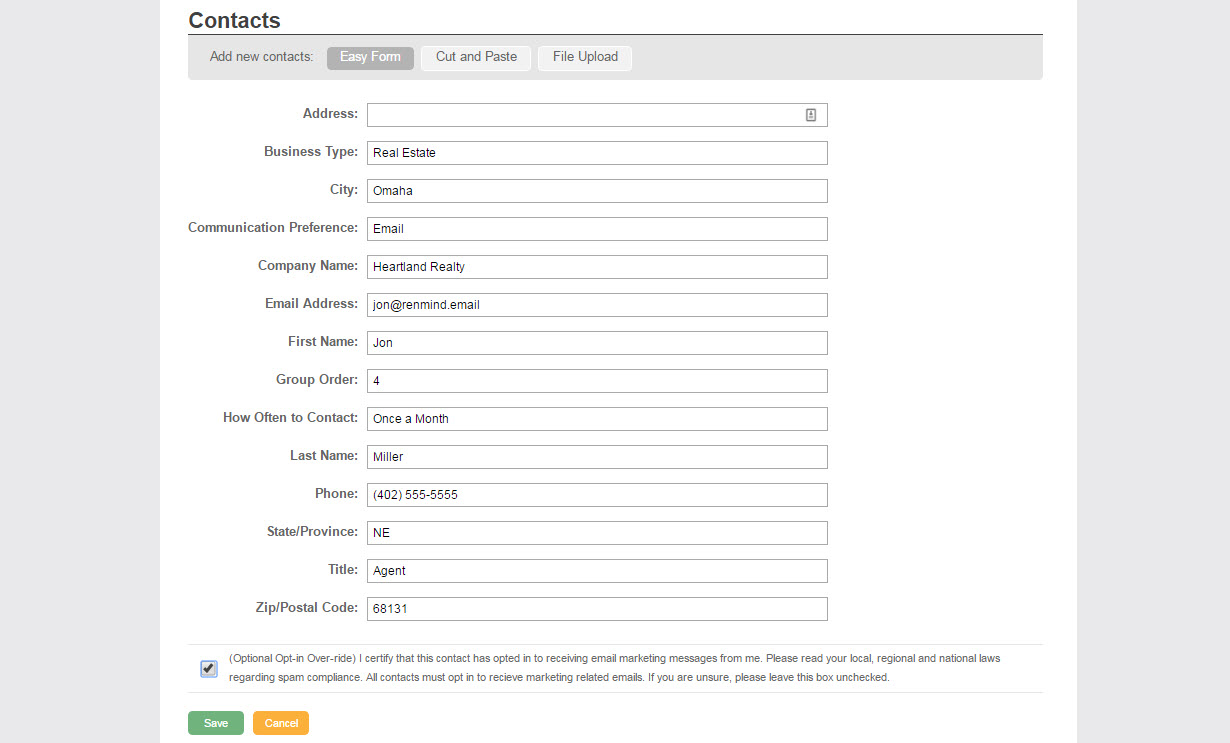 Importing Contacts with RenMind Wire Easy Form