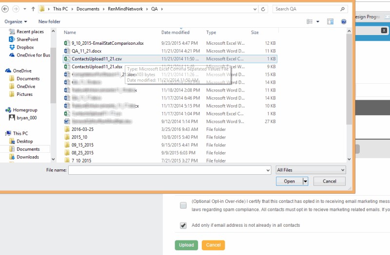 Uploading Contacts into RenMind Wire