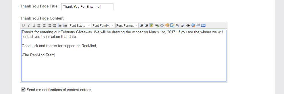 RenMind Wire Giveaway App